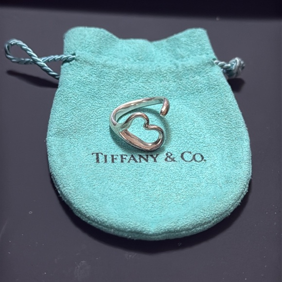 Tiffany & Co. Jewelry - Tiffany & Co. Sterling Silver 925 Elsa Peretti Open Heart Ring size 7 W/Pouch
